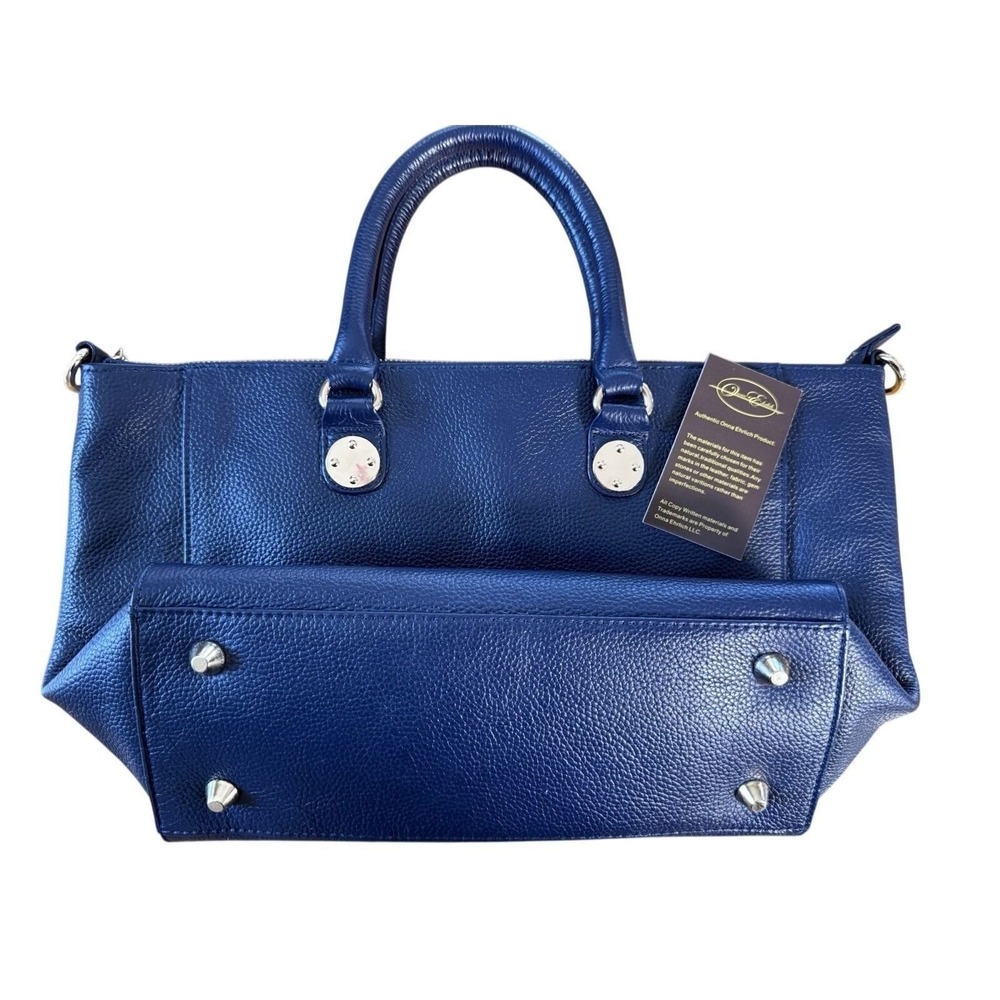 Onna Ehrlich Tote Bag Large Blue New Pebbled Leather Satchel Handbag